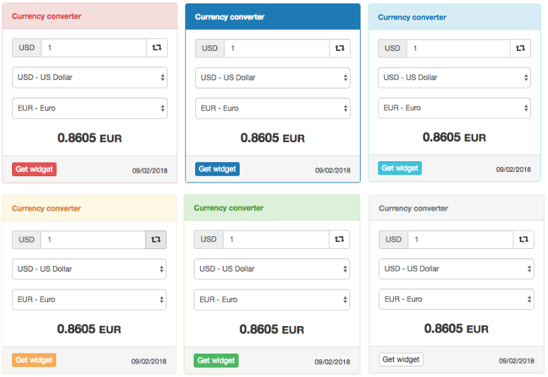 Currency converter widgets styles
